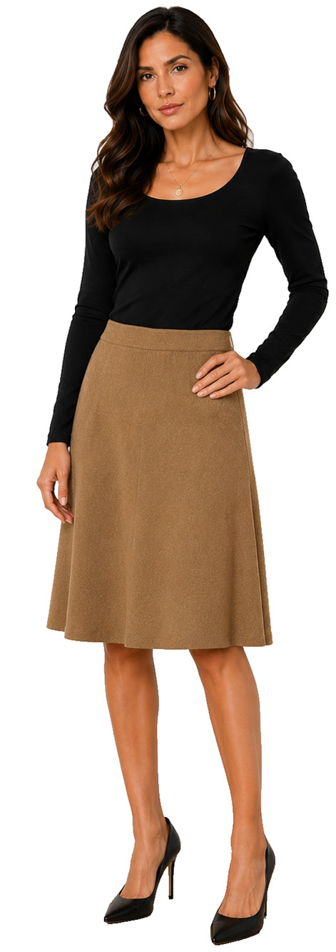 BANANA REPUBLIC TAN KNIT A-LINE MIDI SKIRT WOMENS SIZE L NWT $100